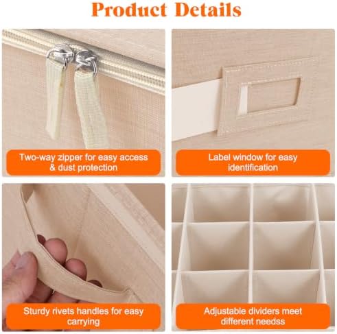 Wine Glass Storage Box, Stemware Storage Containers Cases with Dividers - Image 5