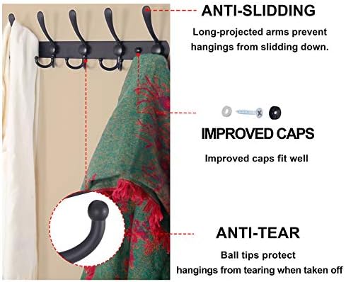 Dseap Coat Rack Wall Mounted - 5 Tri Hooks, Heavy Duty, Stainless Steel, Metal Coat Hook Rail for Coat Hat Towel Purse Robes Mudroom Bathroom Entryway (Rose Gold, Pack of 2) - Image 6