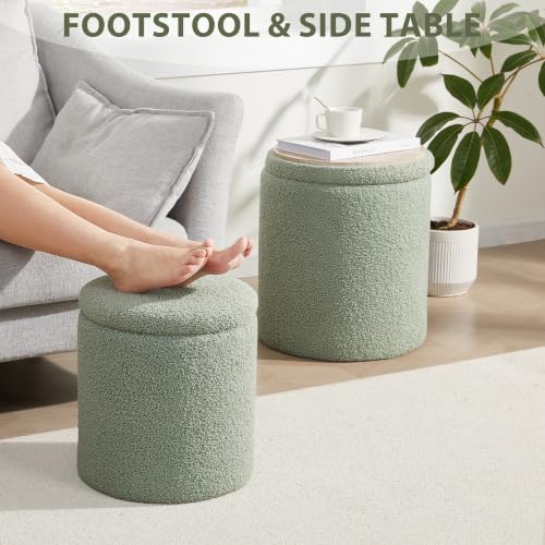 Royal Windsor Round Ottoman with Storage Set of 2, Storage Vanity Stool - Image 2