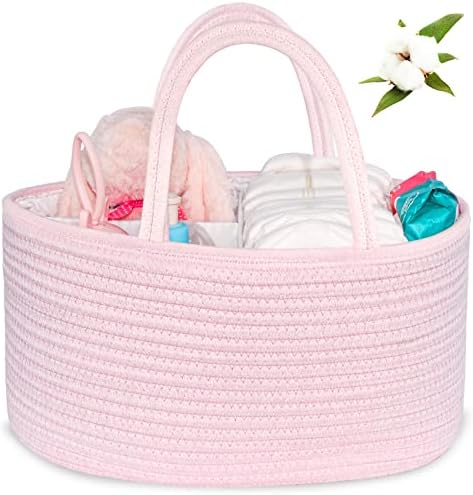 ABenkle Diaper Caddy Organizer - Cotton Rope Nursery Storage Basket for Baby Essentials, Boys & Girls Shower Gift, Changing Table Organizer by ABenkle
