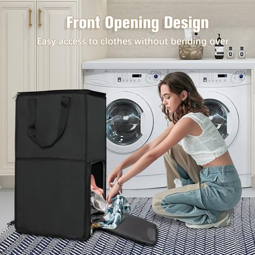 Bukere Extra Large Rolling Laundry Basket with Removable Wheels & Zipper Lid, Freestanding Laundry Hamper, Collapsible bag for Clothes Storage, Wheeled Cart for College Dorm Apartment Laundry Room - Image 7