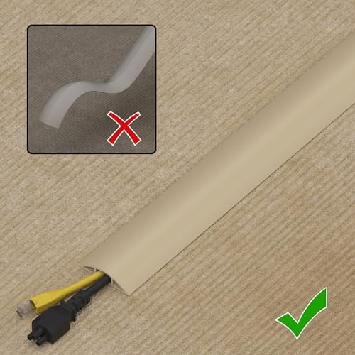 ZhiYo 4ft Floor Cord Cover, Cable Cavity 0.6" W x 0.32" H, Ivory Beige - Image 5