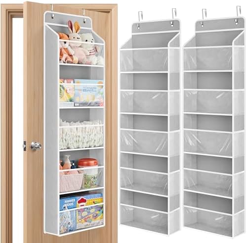 JARLINK Over The Door Toy Storage Organizer w/Clear Window, Grey, 2 Pack by JARLINK