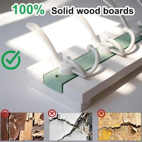 SKOLOO Coastal Wall Mounted Coat Rack - 16-7/8" Beach House Entryway Wooden Coat Hook with 5 Hooks for Hanging Coats, Hats or Towels, Oceanfront Cottage Core Collection, White & Green - Image 3
