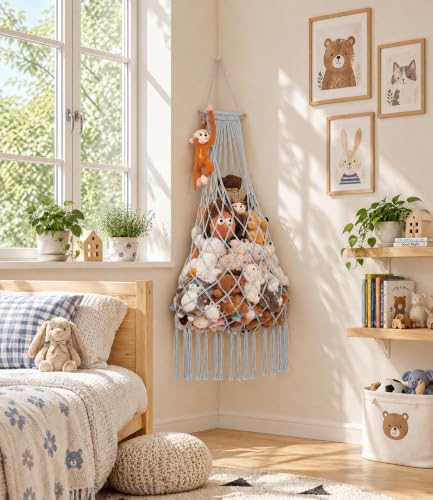 Stuffed animal net Hammock - Large 44'' H, Space-Saving (Silver Gray) - Image 4