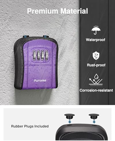 Puroma Key Lock Box Outdoor 4 Digit Code Combination Lockbox House 1 Purple - Image 3