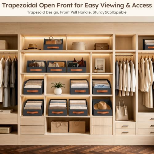 Homsorout 10 Pack Collapsible Bins for Shelves, Closet Organizer, Black - Image 2