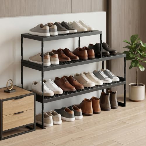 Adjustable Expandable Metal Storage Shelf, Standing Shelf Unit for Kitchen Cabinet Pantry Countertop, Space Saving Shelf Riser and Organizer(1 Pack/Black,Medium) - Image 5