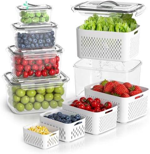BOICHU Fruit Storage Containers for Fridge with Colander, Vent, Handle Lids by BOICHU--Agoodhelperforyou