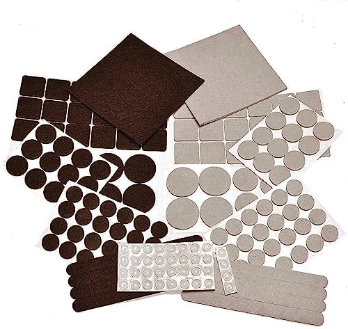 165 Piece Two Colors - Variety Size Furniture Felt Pads. Self Adhesive Pads with Transparent Noise Reduction Bumpers. Floor Protectors for Hardwood & Laminate Flooring-165 Piece by HilltopProducts