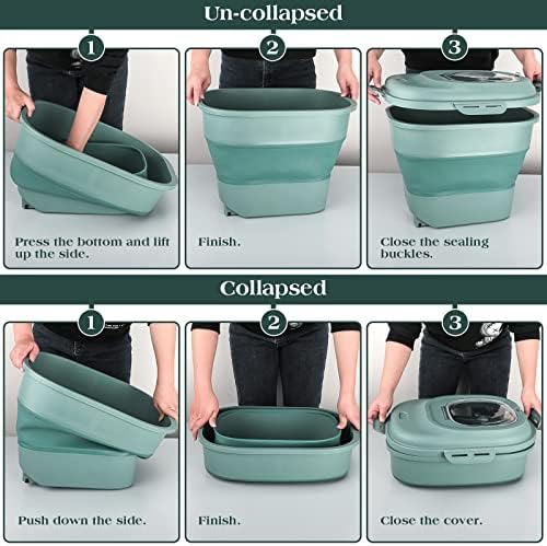 TIOVERY Dog Food Storage Container, Airtight Collapsible 13lb to 30lb Pet Food Container with Flip Top, Rolling Wheel, Scoop and 3L small container for Dog Cat Food and Dry Food of Rice, Flour - Image 5