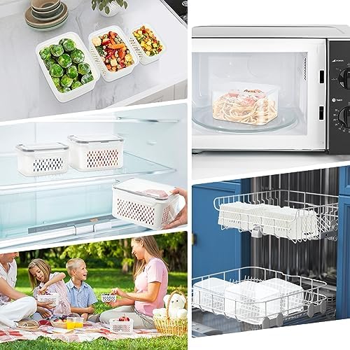 12 Pieces Fruit Storage Containers For Fridge with Removable Colanders - Image 6