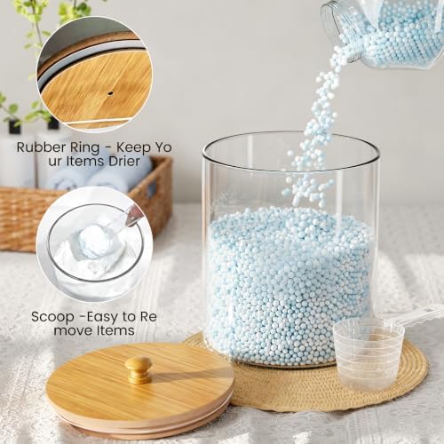 HomePekite Glass Laundry Pods Storage Container, Laundry Room Organization and Storage, Detergent Powder Container, with Wooden Lids & Labels, 2 Pack - Image 2