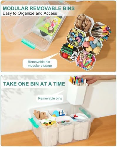 NUMIFUN 17QT Clear Storage Bins with Lids & Dividers for Crafts - Image 4