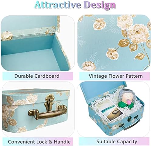 Decorative Box Set - 3 Storage Boxes with Lids, Keepsake & Trinket Boxes, Mini Luggage Gift Box, Vintage Suitcases Home Decoration - Image 3