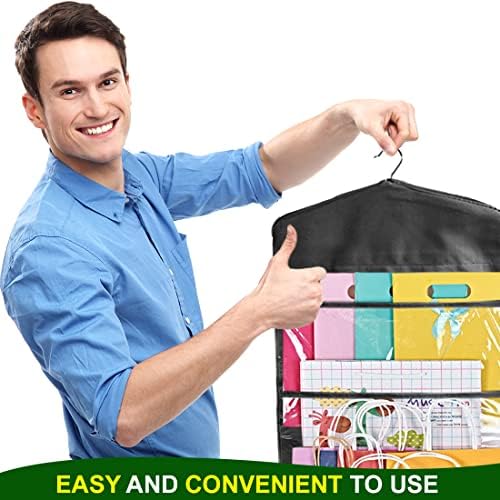 ProPik Hanging Double Sided Gift Bag Storage Organizer with Multiple Front and Back Pockets - Organize Your Gift Wrap, Tissue Paper, and Paper Bags 38 x 16 Inch PVC (Full Black) - Image 5