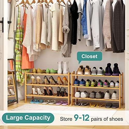 viewcare 3-Tier Free Standing Shoe Racks, Bamboo Wood Shoe Rack for Entryway & Closet, Beautiful | Natural | Functional | Sturdy Shoe Rack - Image 4