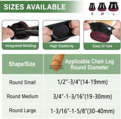 YOZON Chair Leg Floor Protectors Silicone Caps Felt Strengthen Bottom - Image 4