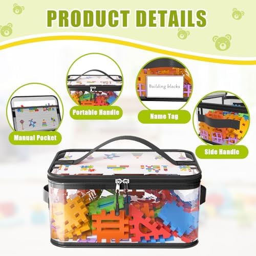 8 Pack Large Clear Toy Storage Bags with Labels, Handles, Zippers, 4L+4XL - Image 3