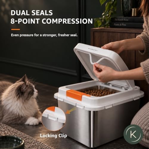 kotlie 22 lb Airtight Stainless Steel Cat Dog Food Storage Container PP Lid - Image 3