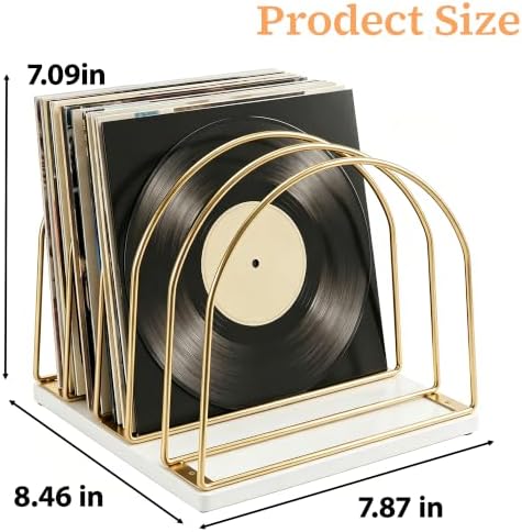 Wooden Vinyl Record Storage Holder, Gold - Image 7