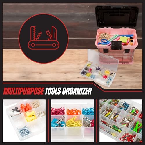 Stalwart Portable Tool Box for Women or Men, Pink, 10 x 7 x 10.5in - Image 2