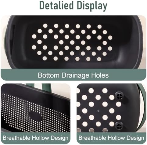 Portable Shower Caddy Basket with Handle Plastic Storage Basket Black Green - Image 3