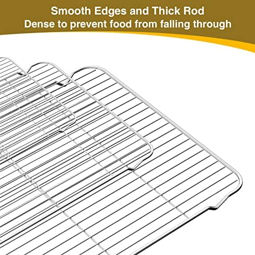 Wildone Baking Sheet with Rack Set (3 Pans + 3 Racks), Stainless Steel Baking Pan Cookie Sheet with Cooling Rack, Non Toxic & Heavy Duty & Easy Clean - Image 3