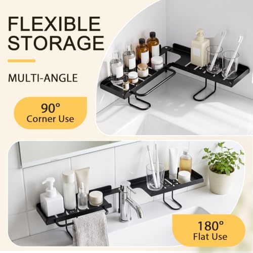 Rotatable Over Faucet Sink Shelf Organizer with Towel Bar - Image 3