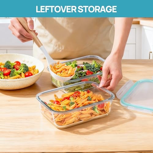 Vtopmart 2Pack 1500ml/50.7oz Large Glass Storage Containers With Lids, Green - Image 5