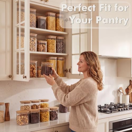 6-Pack 1.2Qt Rectangle Glass Storage Jars with Bamboo Lids - Image 5