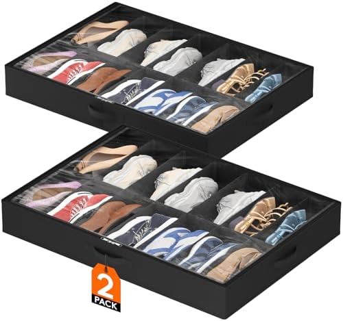 Lifewit Under Bed Shoe Storage Organizer Container, 2 Pack(14 Shoes Cells) by Lifewit