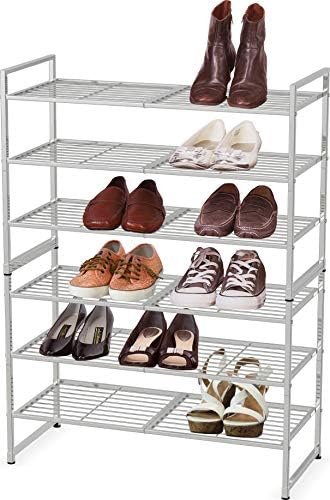 Simple Houseware 3-Tier Stackable Wired Grid Shoe Rack, Silver - Image 3