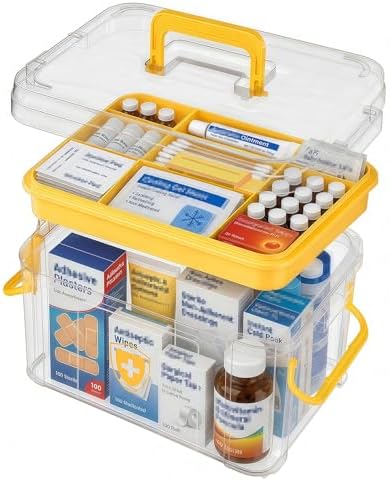 ANYPROLUS 15QT Clear Medicine Organizer Box with Handle, Plastic Medicine Container with Tray First Aid Box Empty, Thickened Medicine Storage Organizer Multipurpose Medication Organizer Storage by ANYPROLUS