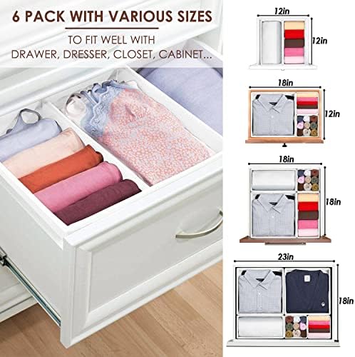 Criusia 6 Pack Clothes Drawer Organizer, Fabric Foldable Closet Dresser Drawer Organizer for Clothing, Bra Sock Underwear Drawer Organizer for Nursery Dorm Bedroom Organization (6 Bins, White) - Image 4