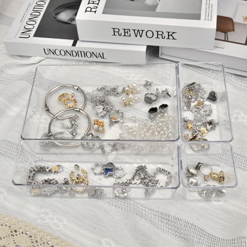 Manalete 15 Pcs Clear Plastic Drawer Organizer, Makeup & Vanity Organizer - Image 4