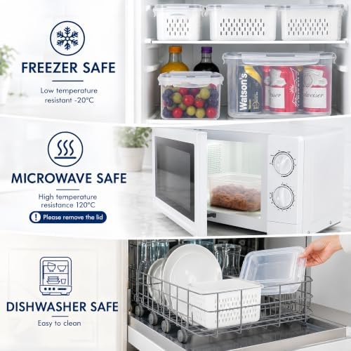 1 Pcs Large Fruit Storage Containers for Fridge Food Storage with Colanders - Image 3