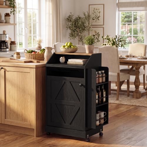 YESHOMY 13 Gallon Kitchen Trash Can Cabinet with Push Door (Black) by SearchallYESHOMY