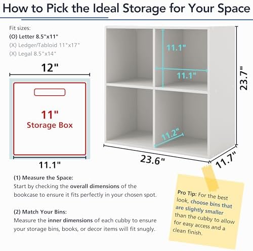 Homes: Inside + Out Apexa 4-Tier Cube Storage Organizer Shelves, Stackable Wood Bookcase Fits Cubby Bins for Organization, Dorm Teen Room Decor & Home Office, Light Pink - Image 7