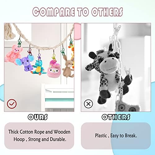3 Pieces Stuffed Toy Chain Display Organizer Strong Toy Organizer Storage Chain Stuffed Animal Toy Holder Hanging with 45 Metal Clips 6 Ceiling Hook for Hanging Plush Toys Display - Image 5