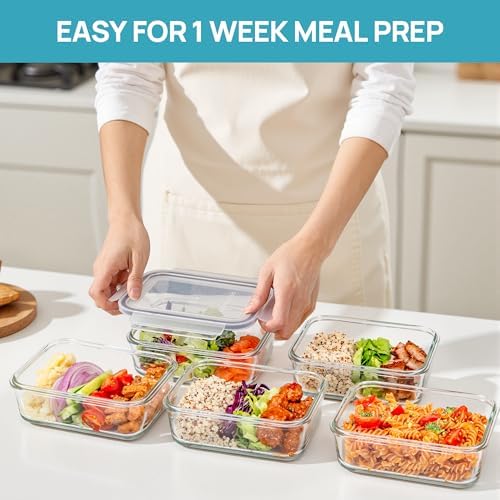 Vtopmart 5Pack 30oz Glass Meal Prep Container Sets with Lids, Grey - Image 3