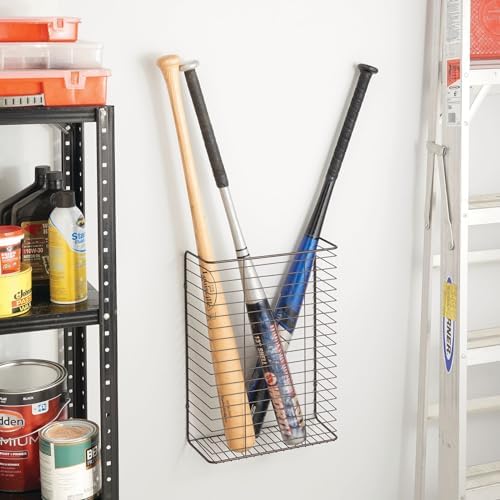 mDesign Metal Wire Wall Mount Storage Organizer for Holiday/Celebration Gift Wrap and Bows - Hang in Closet, Basement, Craft Room, Laundry Room, Garage - Bronze - Image 3