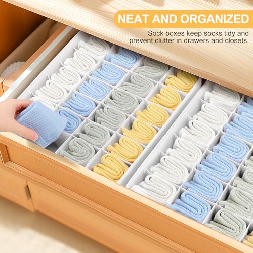 Sock Organizer 4 Pack, 24 Cell Foldable Underwear & Sock Storage, Drawer Organizer for Ties, Belts. (White) - Image 3