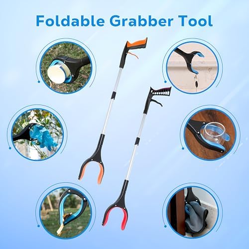 Grabber Reacher Tool - 32” Extra Long Foldable Gripper and Reaching Tool - Heavy Duty Pick Up Stick Grabbers for Seniors, Trash, Surgery Recovery Must Haves Gifts (Orange) - Image 5
