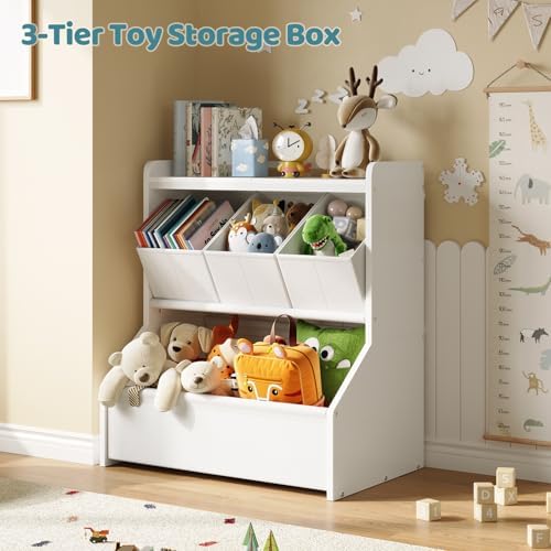 FOUCSSOMEI Kids Toy Storage Organizer with Display Shelf Playroom & Nursery - Image 3