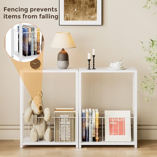 Homleke Narrow Side Table with Magazine Holder, Skinny End Table - Image 4