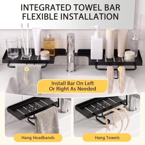 Rotatable Over Faucet Sink Shelf Organizer with Towel Bar - Image 4