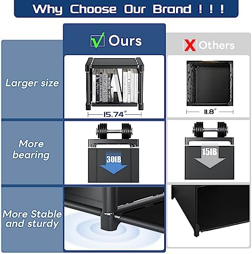 Mavivegue Bookcase, 18-Cube Extra Large Book Shelf, DIY Cube Storage Organizer for Bedroom, Living Room, Home Office - Black - Image 6