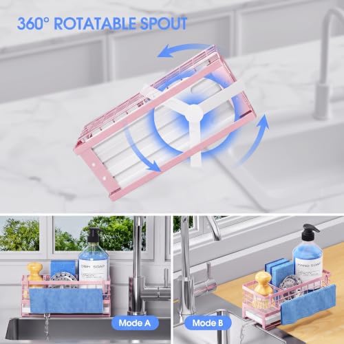 Metal Kitchen Sink Sponge Holder, Countertop Sink Caddy (Pink) - Image 4