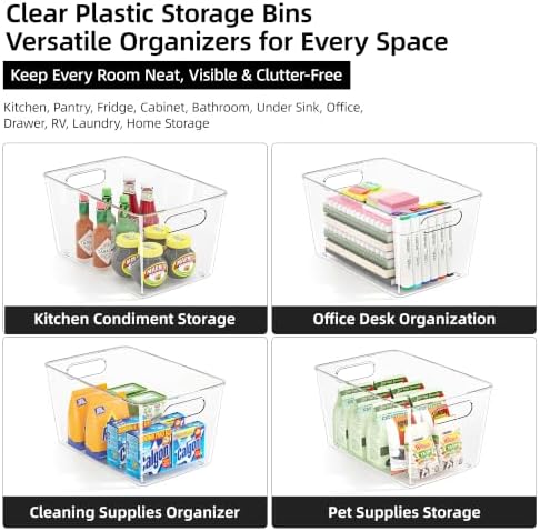 12 Pack Clear Plastic Storage Bins, Pantry Organizing Bins , XL - Image 5
